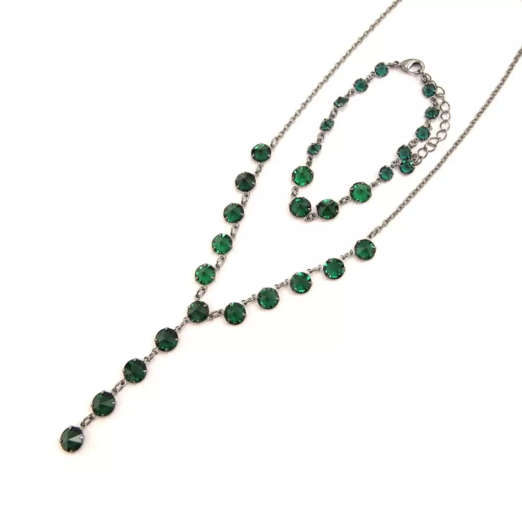 les trésors de lily Parure créateur 'Sissi' vert noir [K7252]