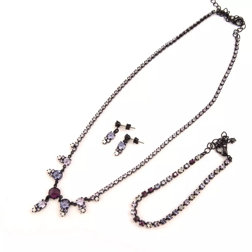 les trésors de lily Parure créateur 'Sissi' violet (3 pièces) [K7250]