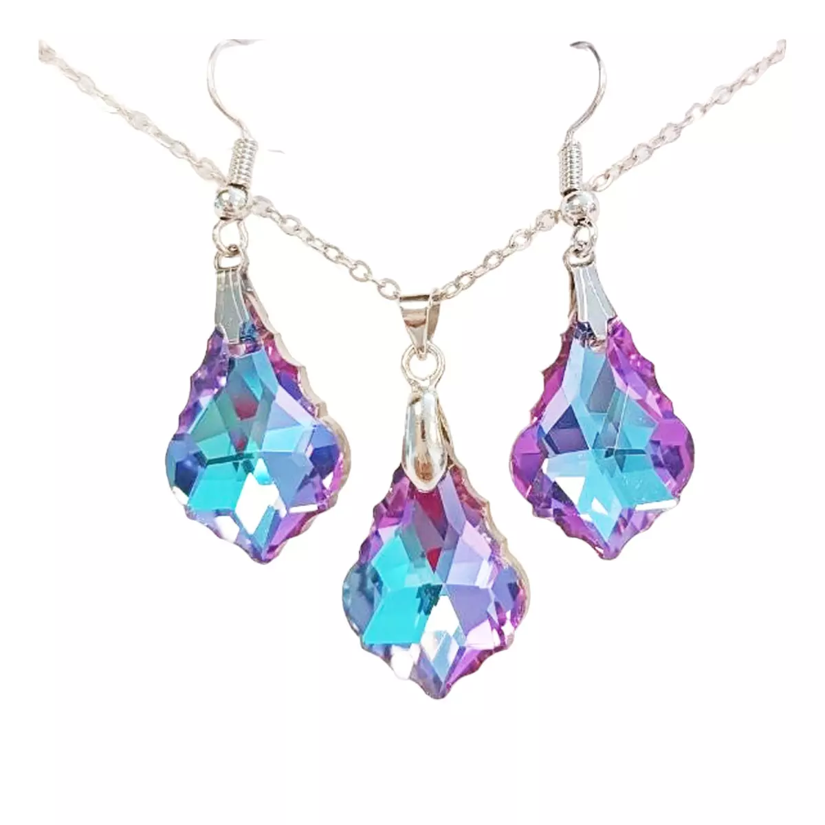 les trésors de lily Parure cristal 'Arégonde' violet 20x15 mm [R8589]