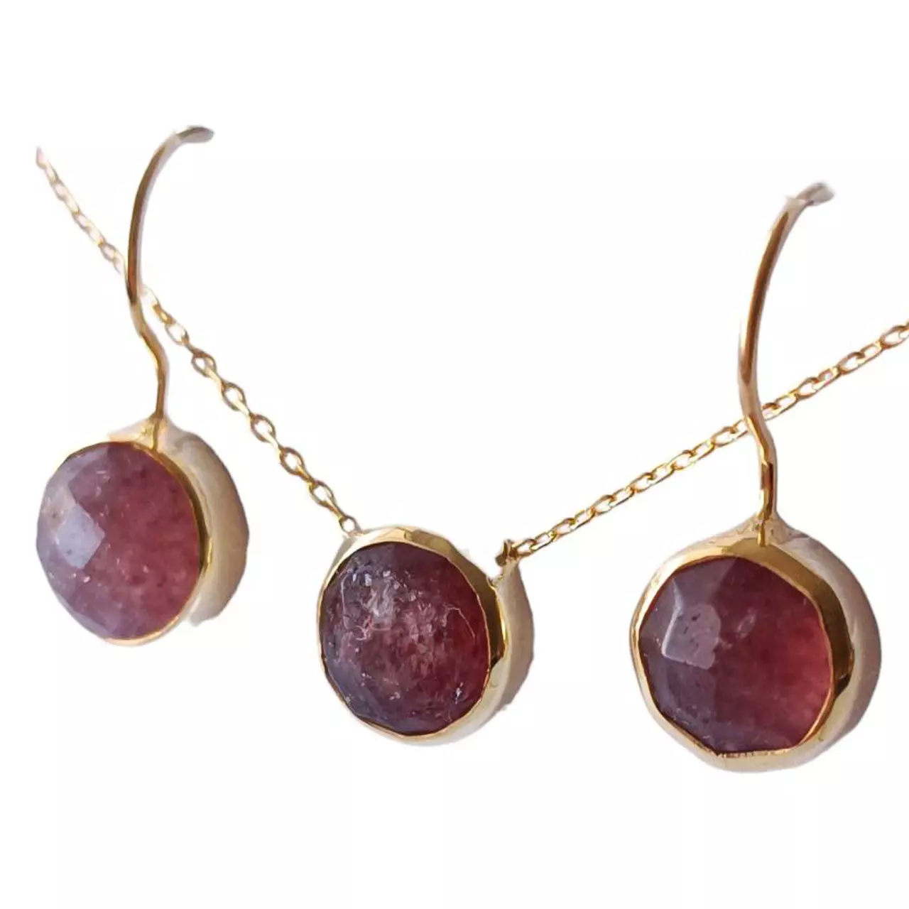 Les Trésors De Lily Parure De Bijoux Argent Artisanale 'Cléopatra' Rose Doré 10 Mm (collier Et Boucles D'oreilles) [R9680]