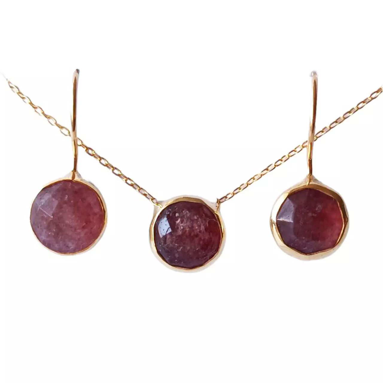 les trésors de lily Parure de bijoux Argent artisanale 'Cléopatra' rose doré 10 mm (collier et boucles d'oreilles) [R9680]