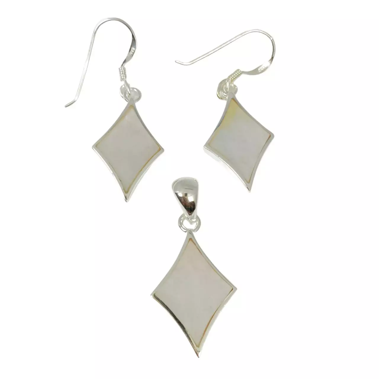 Les Trésors De Lily Parure De Bijoux Argent Artisanale 'Sagesse' Nacre Argenté 22x15 Mm Et 19x13 Mm [R9903]