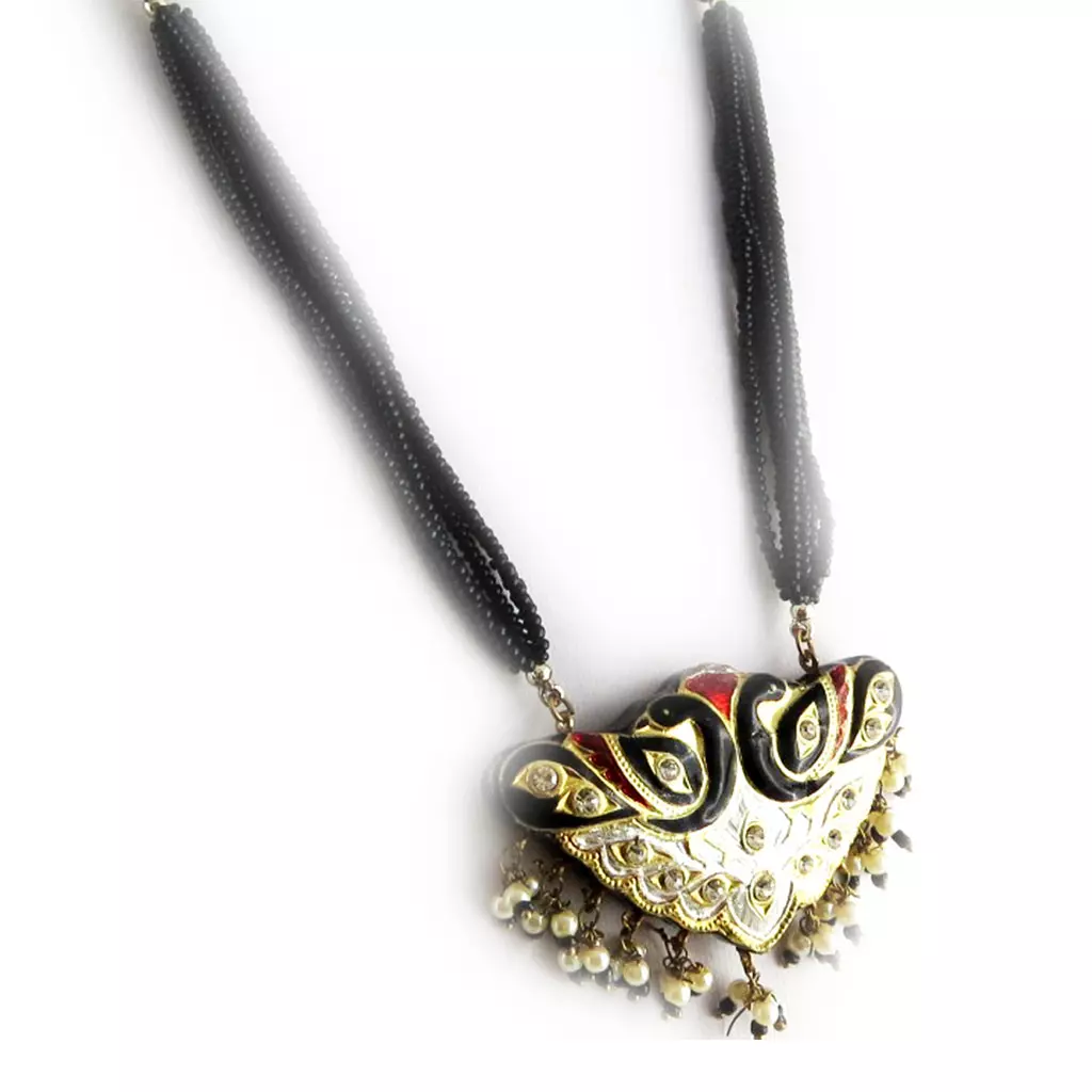 Les Trésors De Lily Parure 'Palanquin' Noir Rouge [B8570]