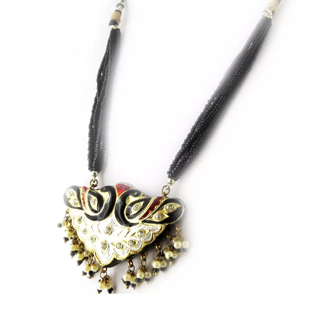 Les Trésors De Lily Parure 'Palanquin' Noir Rouge [B8570]