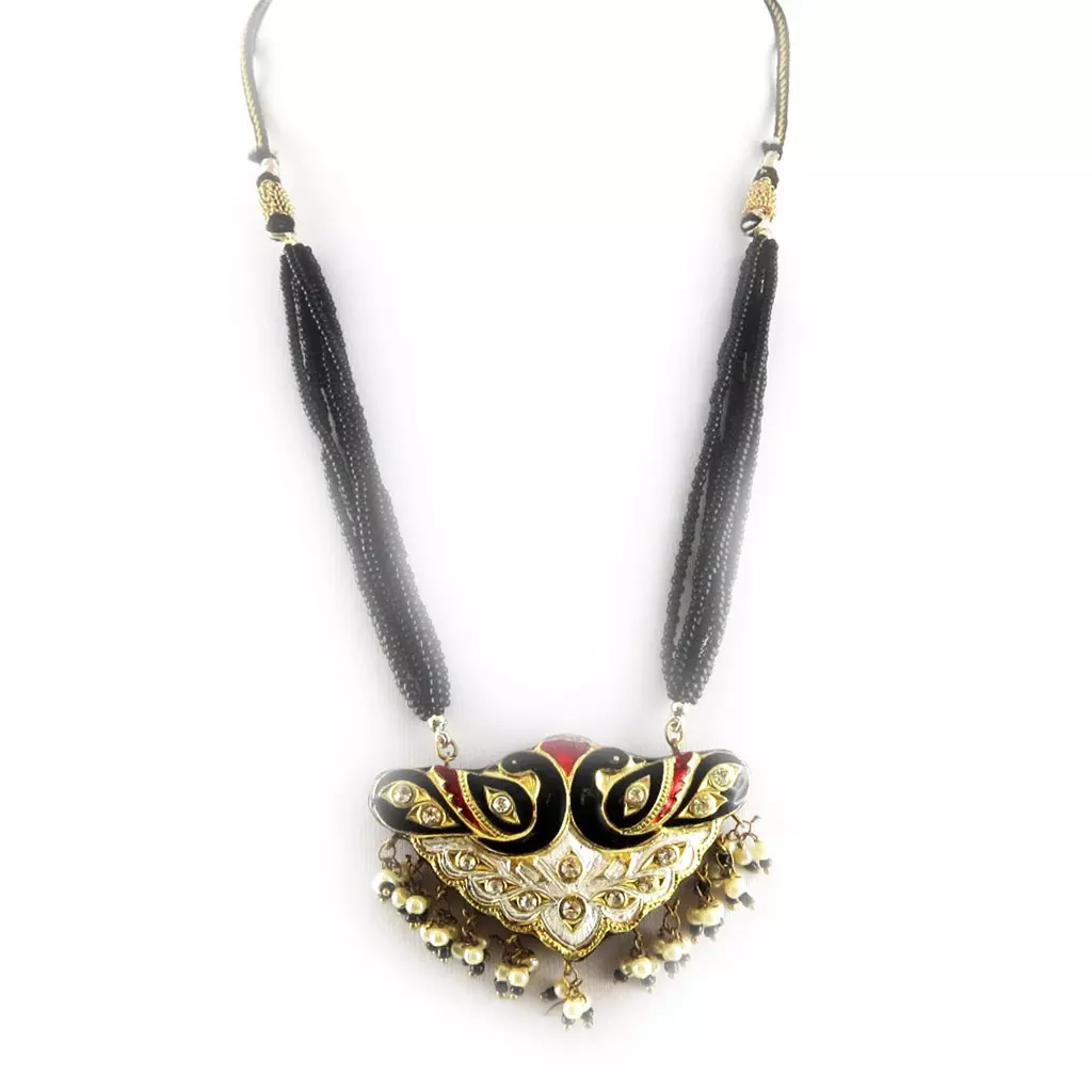 Les Trésors De Lily Parure 'Palanquin' Noir Rouge [B8570]