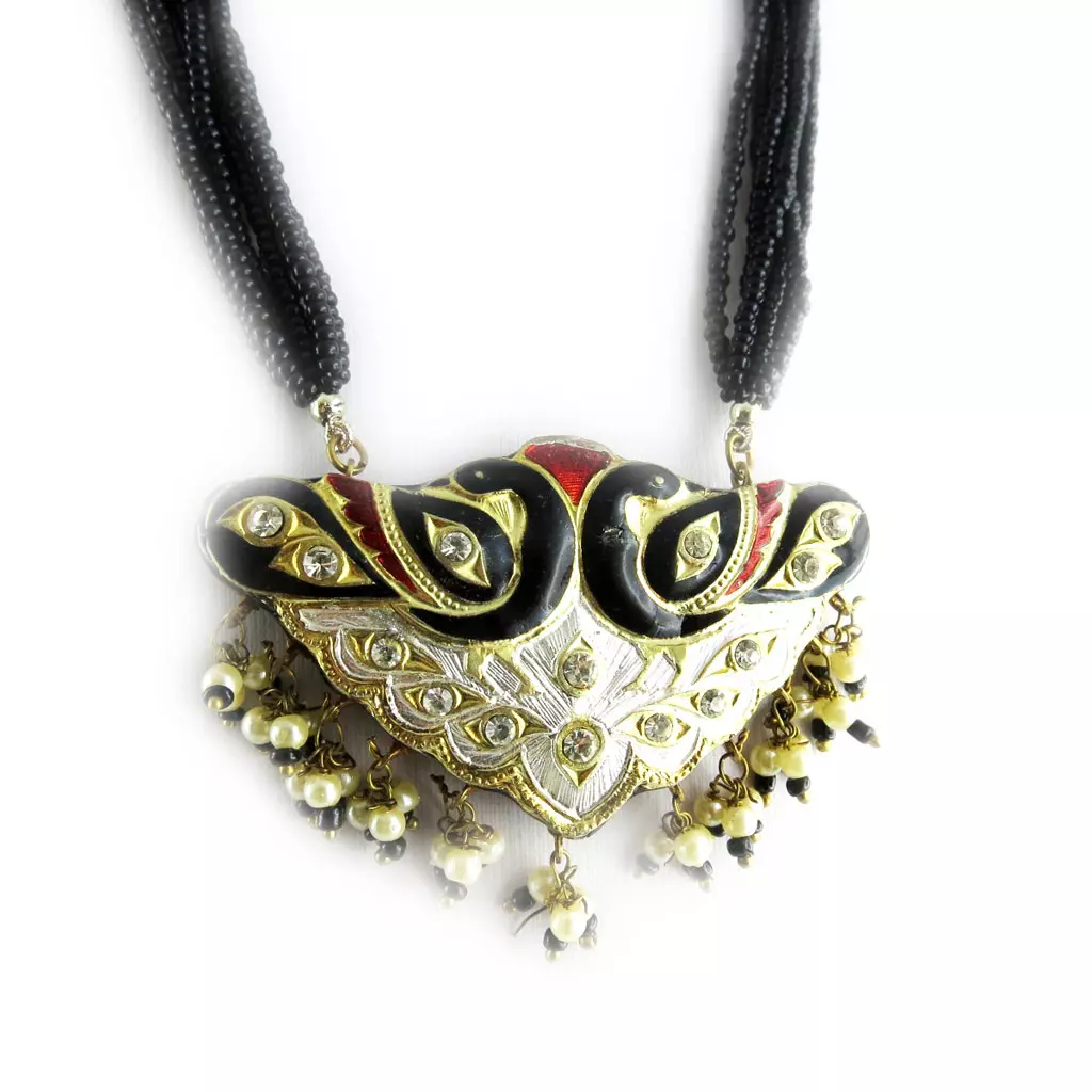 les trésors de lily Parure 'Palanquin' Noir Rouge [B8570]