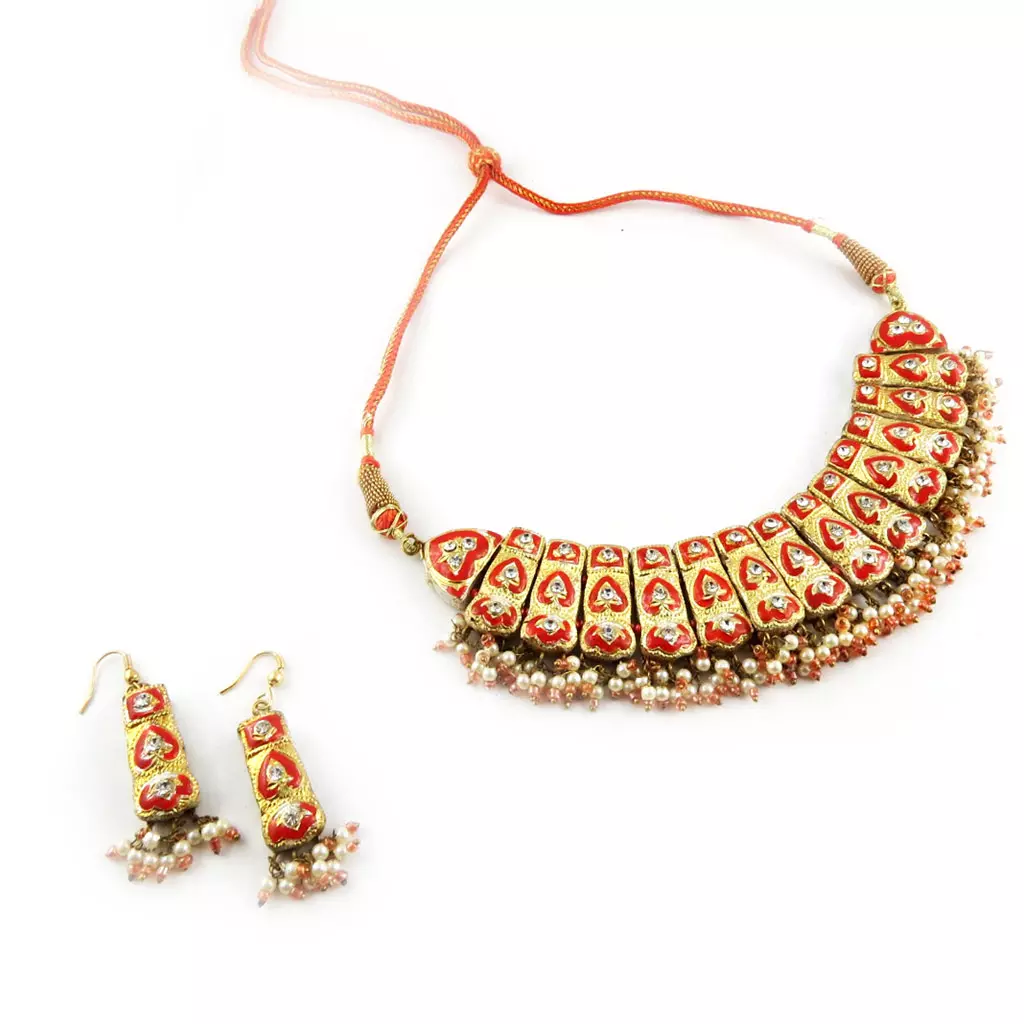 Les Trésors De Lily Parure 'Palanquin' Rouge Doré [B8574]
