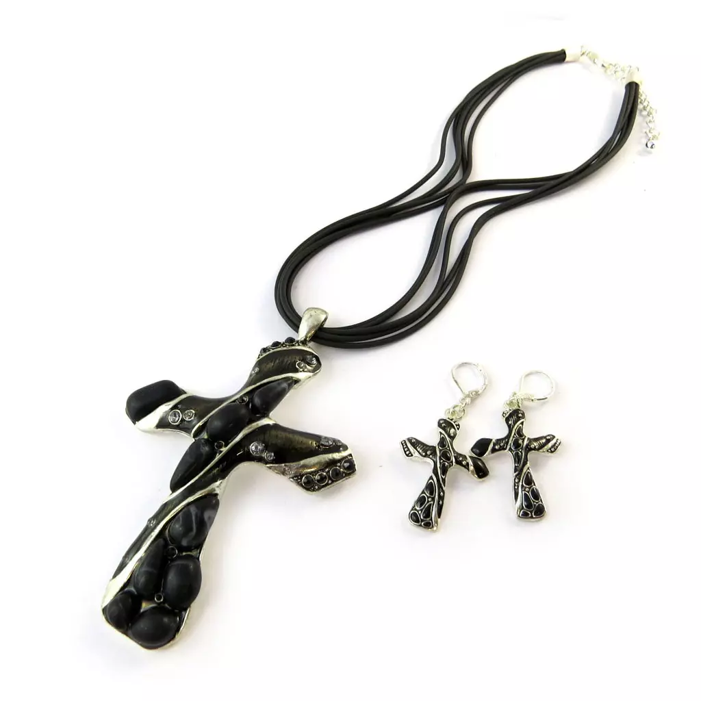 Les Trésors De Lily Parure 'Peintures Indiennes' Noir [F5641]