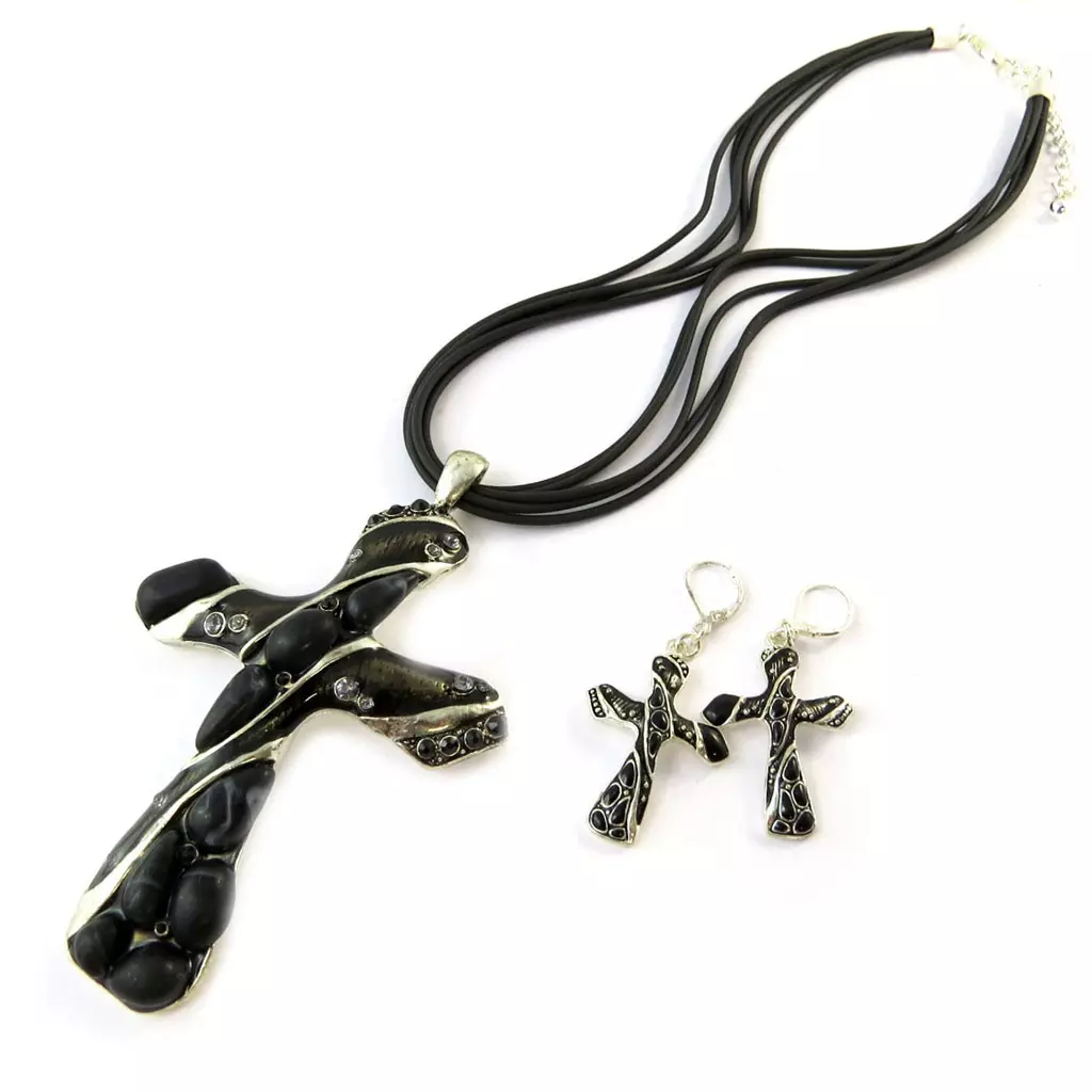 les trésors de lily Parure 'Peintures Indiennes' Noir [F5641]