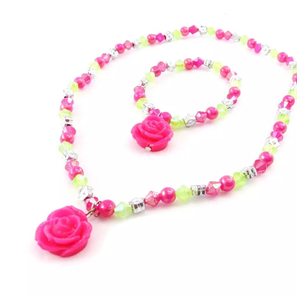 les trésors de lily Parure 'Princesse' rose vert [J2003]