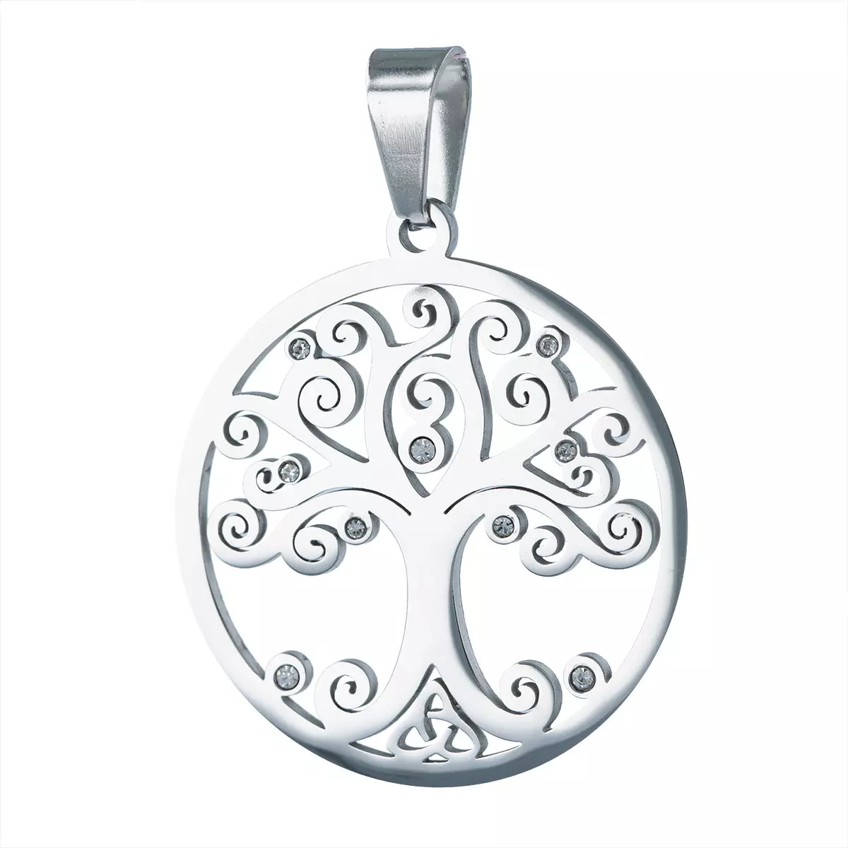 les trésors de lily Pendentif acier 'Arbre de Vie' blanc argenté 30 mm [R4831]