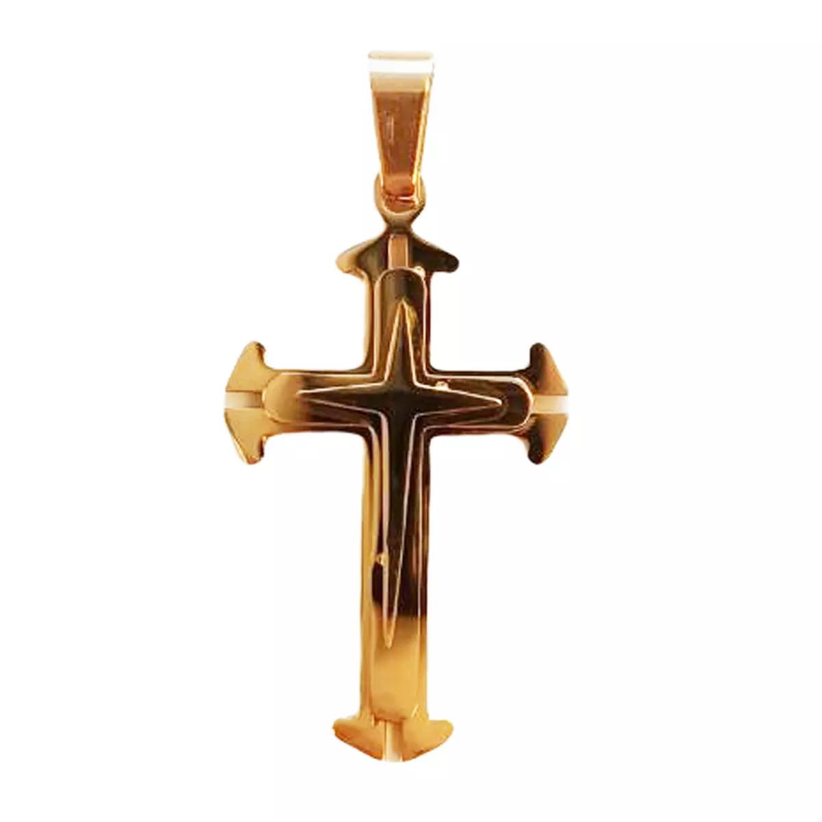 les trésors de lily Pendentif acier 'Croix' doré 30x20 mm [R8061]