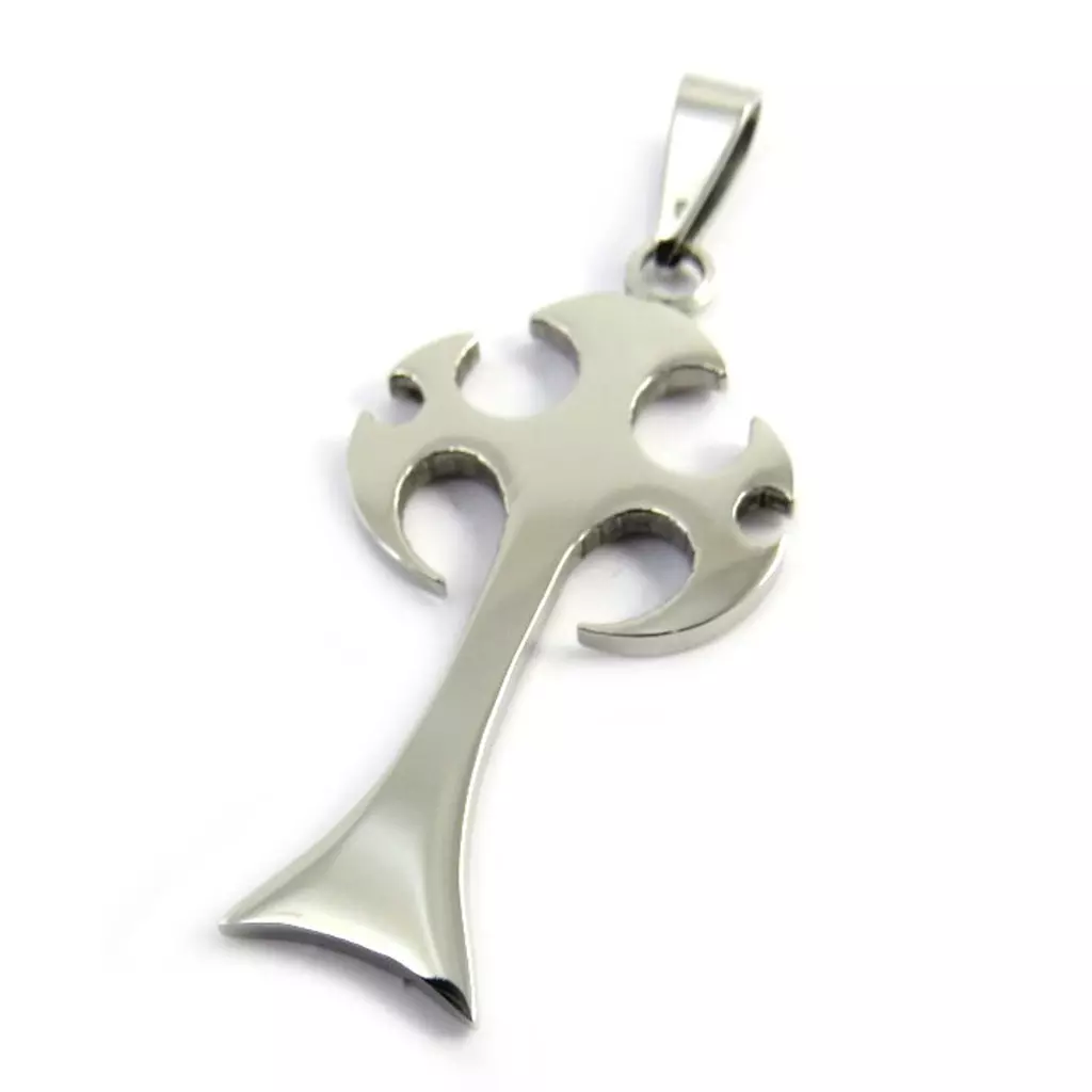 Les Trésors De Lily Pendentif Acier 'Croix Gothique' Argenté 45x25 Mm [M0742]