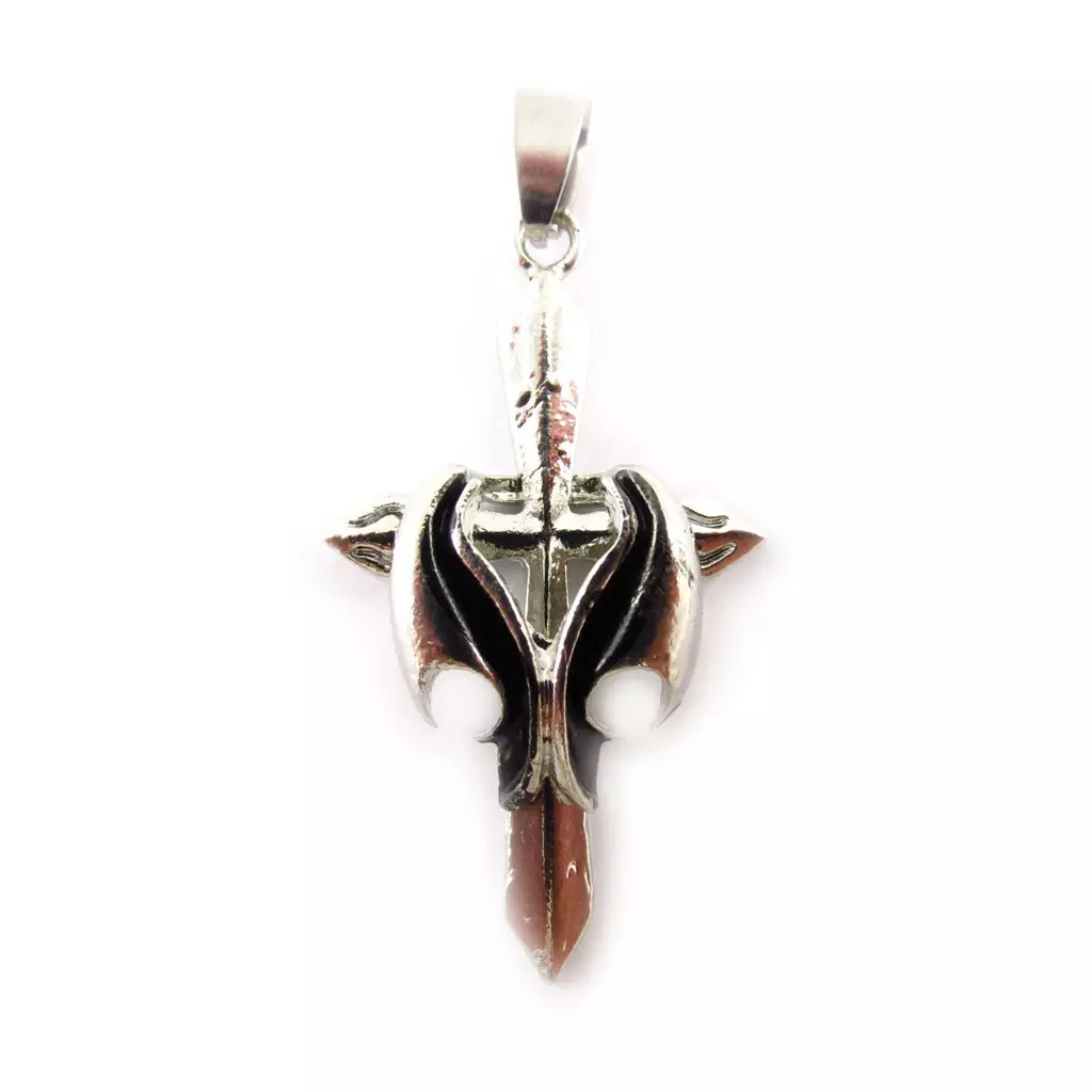 Les Trésors De Lily Pendentif Acier 'Croix Gothique' Noir Argenté [J6296]