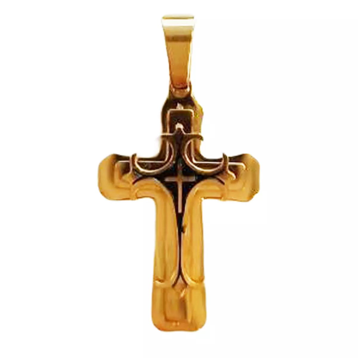 les trésors de lily Pendentif acier 'Croix' noir doré 30x20 mm [R8062]