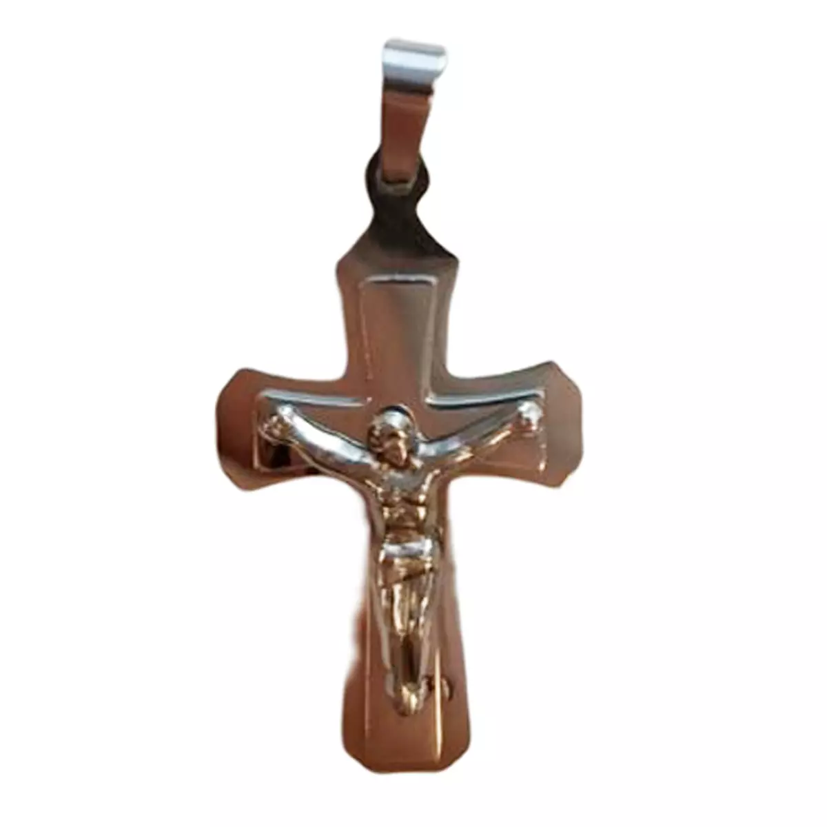 Les Trésors De Lily Pendentif Acier 'Crucifix' Argenté 25x15 Mm [R8064]