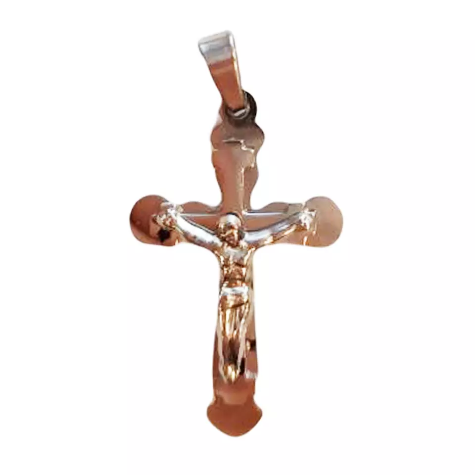 Les Trésors De Lily Pendentif Acier 'Crucifix' Argenté 25x17 Mm [R8065]