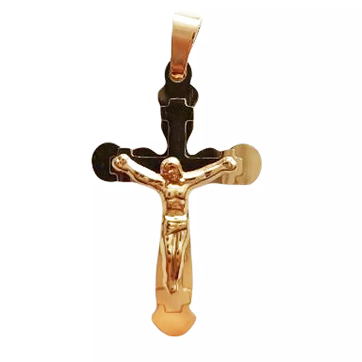 les trésors de lily Pendentif acier 'Crucifix' doré 25x17 mm [R8066]