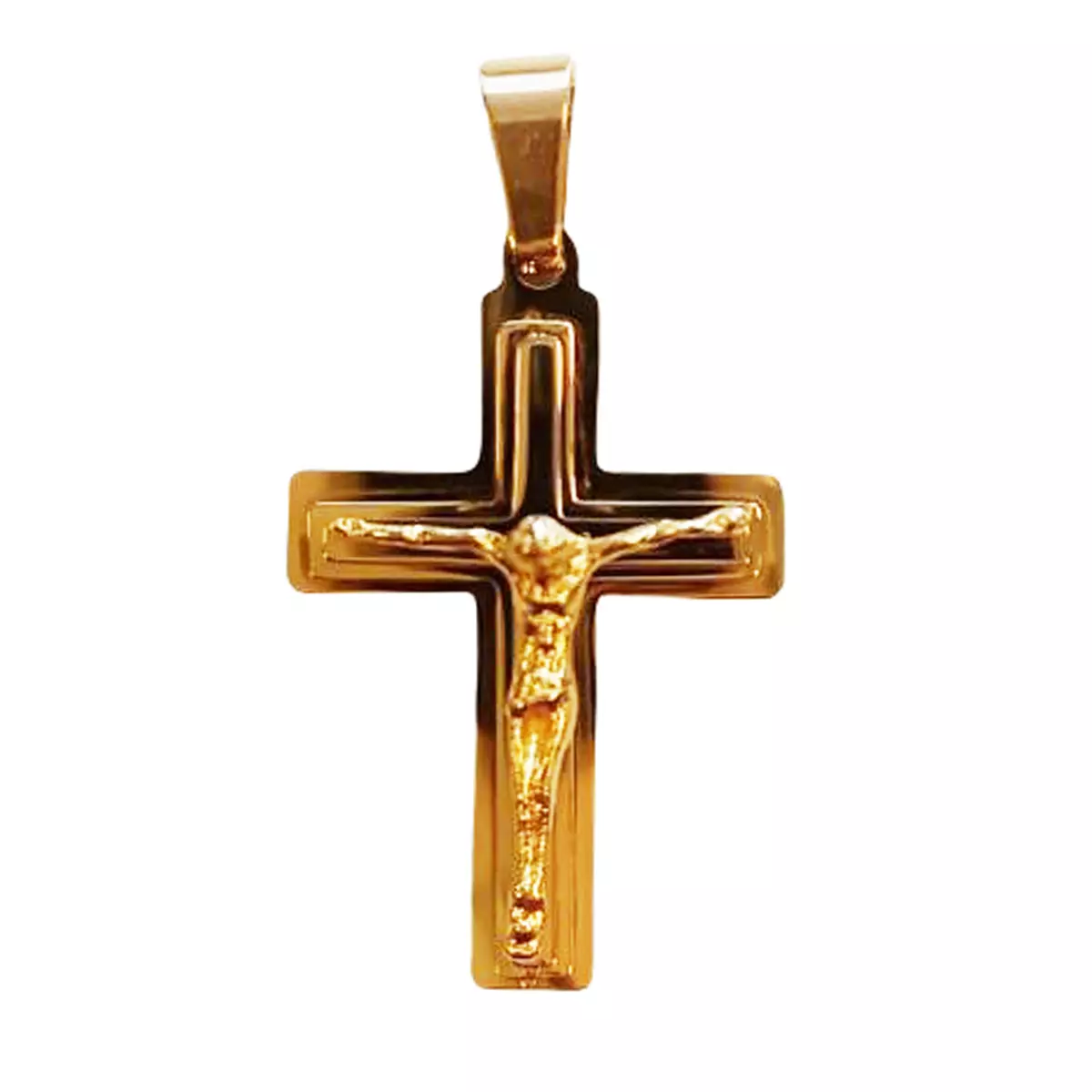 les trésors de lily Pendentif acier 'Crucifix' doré 25x20 mm [R8063]