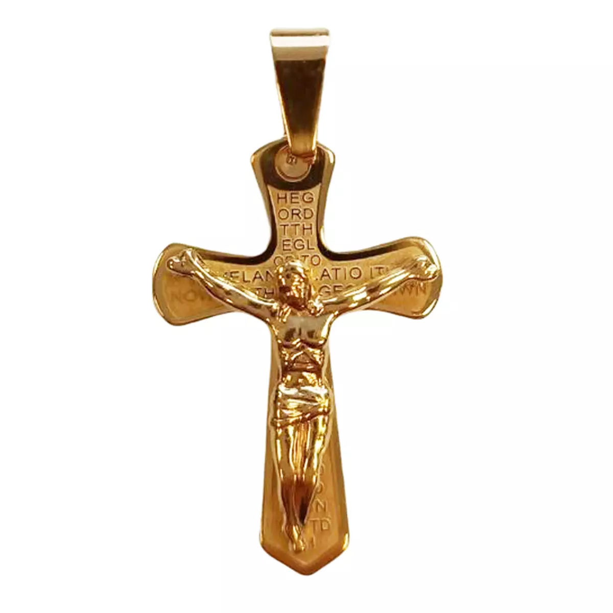 les trésors de lily Pendentif acier 'Crucifix' doré 35x23 mm [R8059]