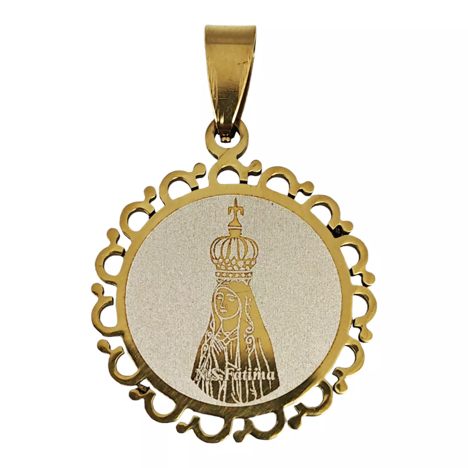 Les Trésors De Lily Pendentif Acier 'Notre Dame De Fatima' Doré 24 Mm [S1342]