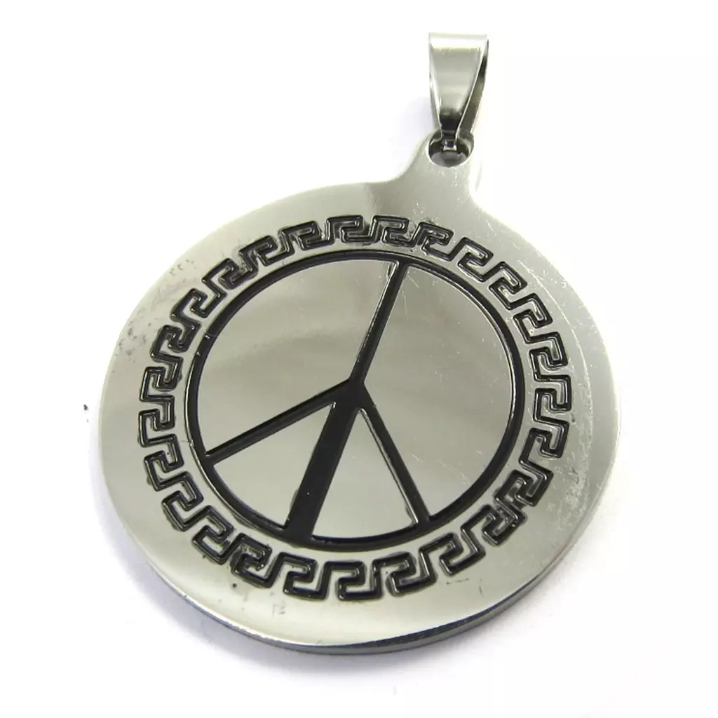 Les Trésors De Lily Pendentif Acier 'Peace' Argenté 35 Mm [M0746]