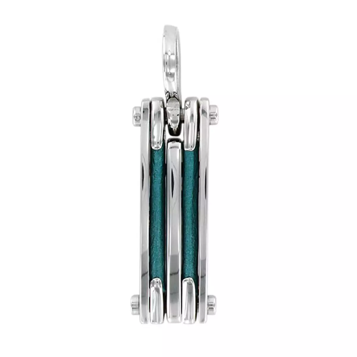 les trésors de lily Pendentif acier 'Peaceful' bleu argenté 20x8 mm [R5131]