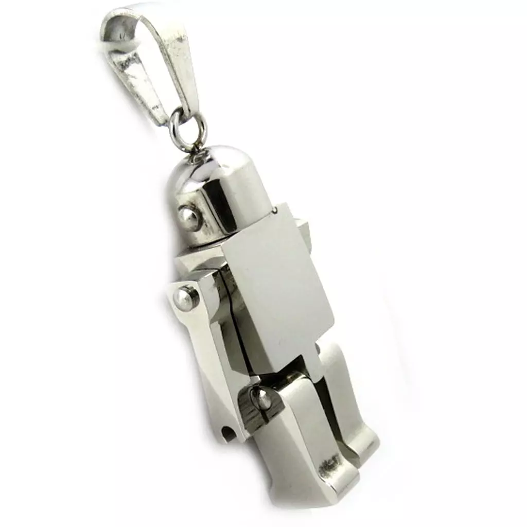 Les Trésors De Lily Pendentif Acier 'Robot Articulé' Argenté 30x17 Mm [M1839]