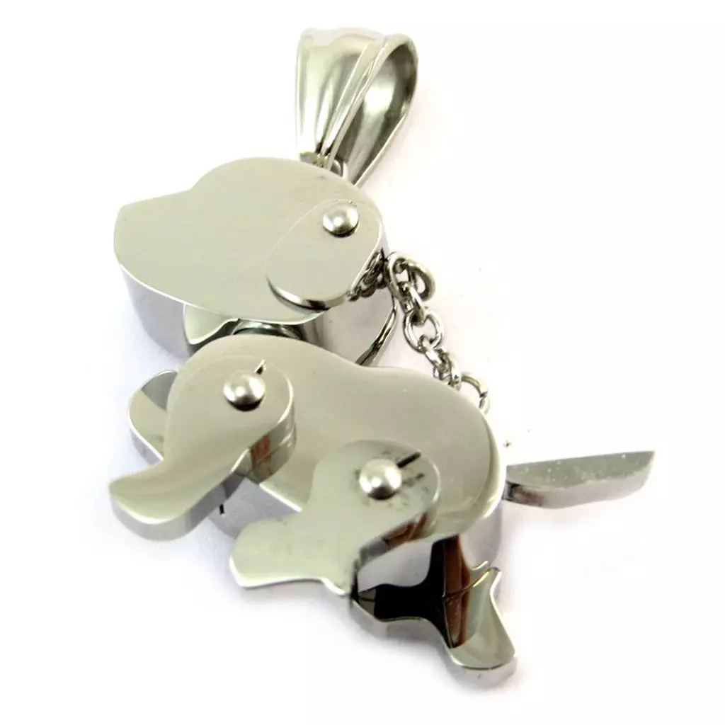 Les Trésors De Lily Pendentif Acier 'Robot Chien Articulé' Chrome 32x23 Mm [N5086]