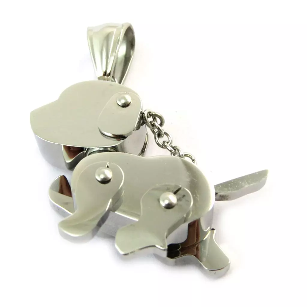 Les Trésors De Lily Pendentif Acier 'Robot Chien Articulé' Chrome 32x23 Mm [N5086]