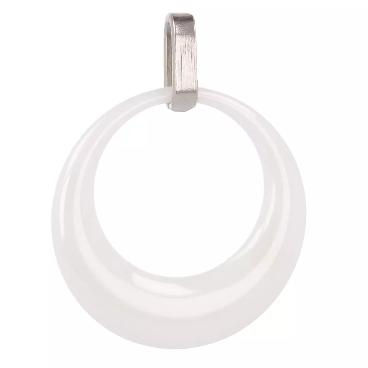 les trésors de lily Pendentif acier 'Sissi' blanc (céramique) 25 mm [Q7023]
