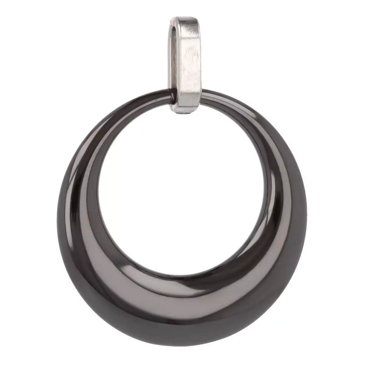 les trésors de lily Pendentif acier 'Sissi' noir (céramique) 25 mm [Q7024]