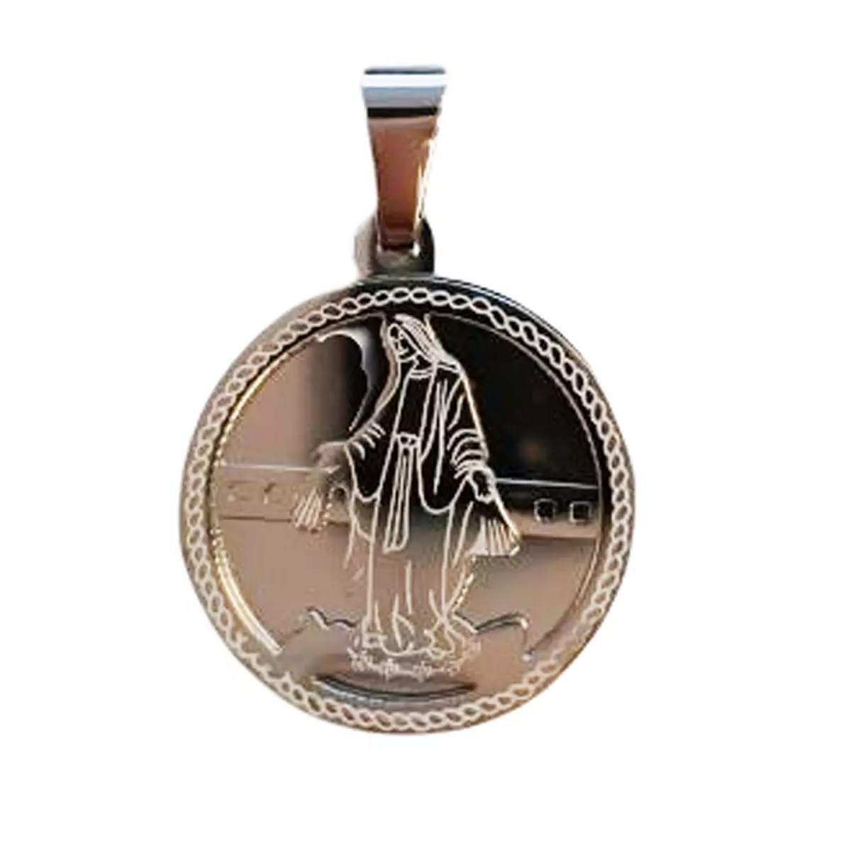 les trésors de lily Pendentif acier 'Vierge Marie' argenté 25 mm [R8069]