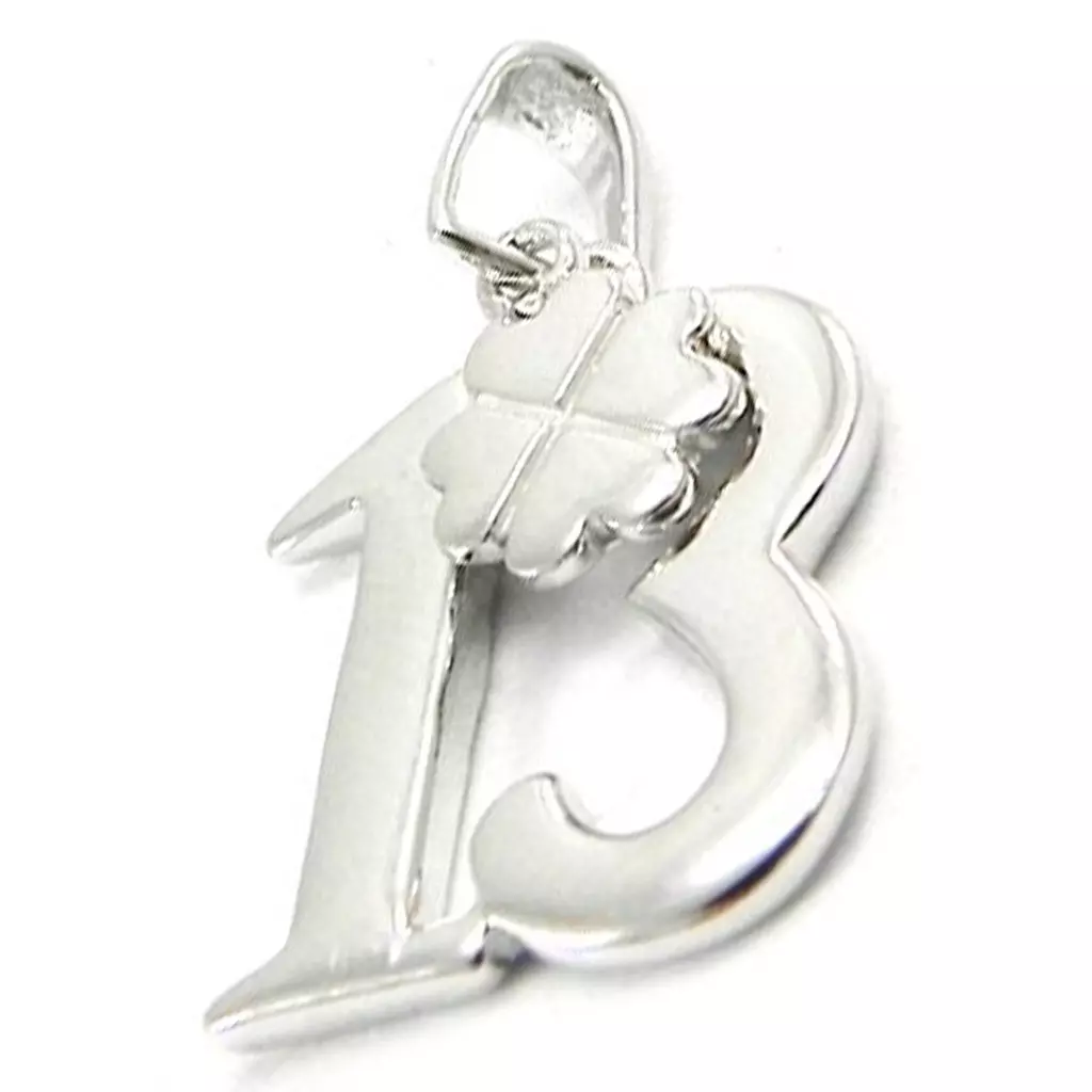 les trésors de lily Pendentif Argent '13' (trèfle) argenté (rhodié) 13x14 mm [I3721]