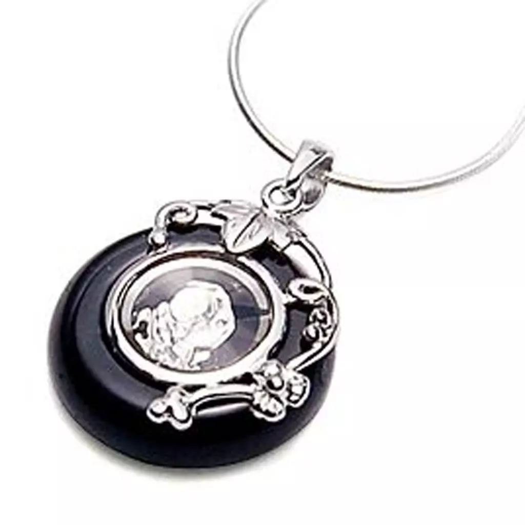 les trésors de lily Pendentif Argent 'Agate' Noir Argenté [E5173]