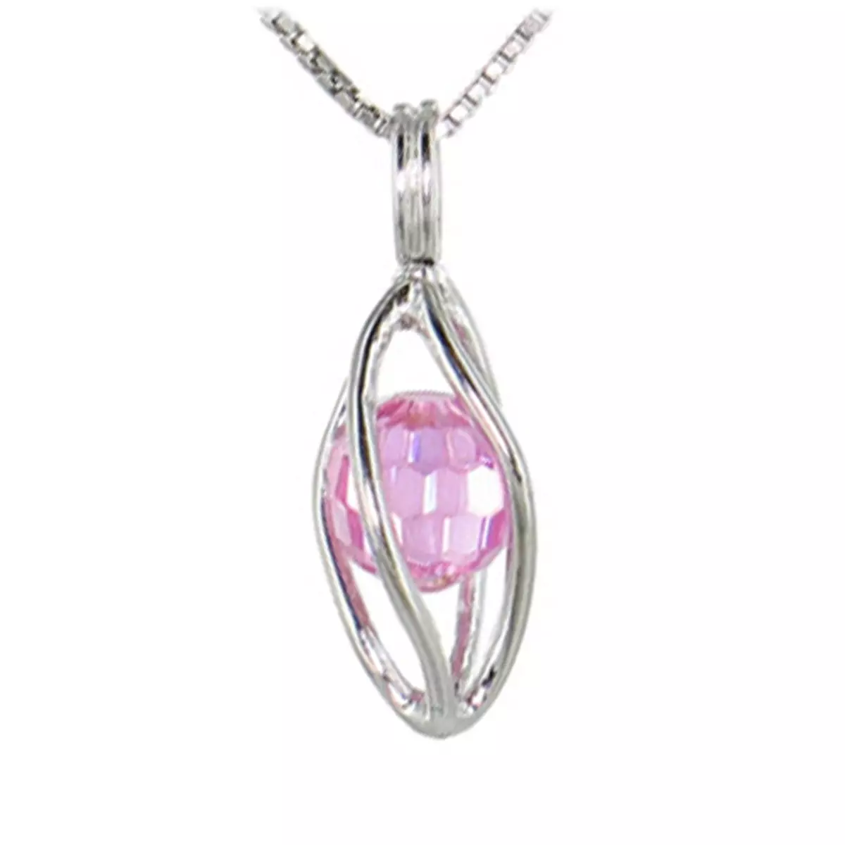 les trésors de lily Pendentif Argent 'Alchimie' rose argenté (rhodié) 14x7 mm [G5626]
