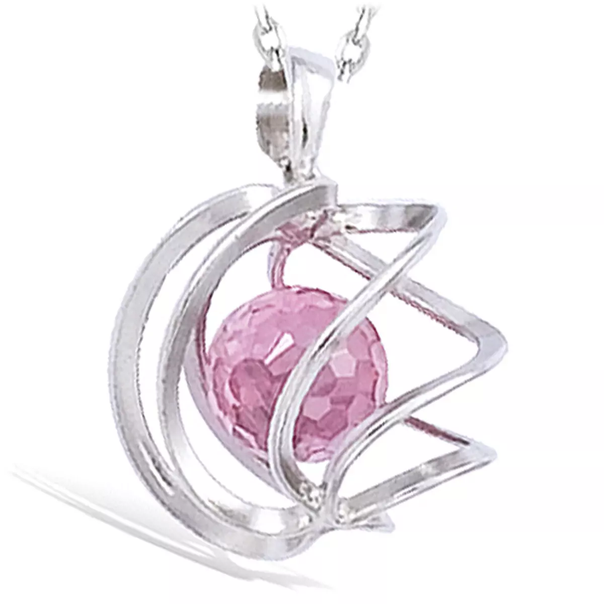 les trésors de lily Pendentif Argent 'Alchimie' rose argenté (rhodié) 15 mm [G5627]