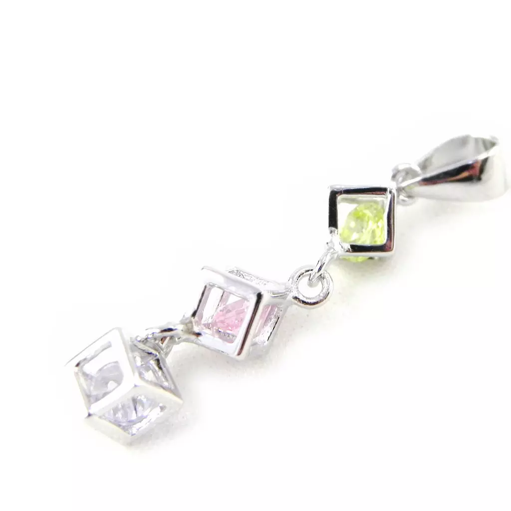 les trésors de lily Pendentif Argent 'Alchimie' tutti frutti argenté (rhodié) 4 mm [H5519]