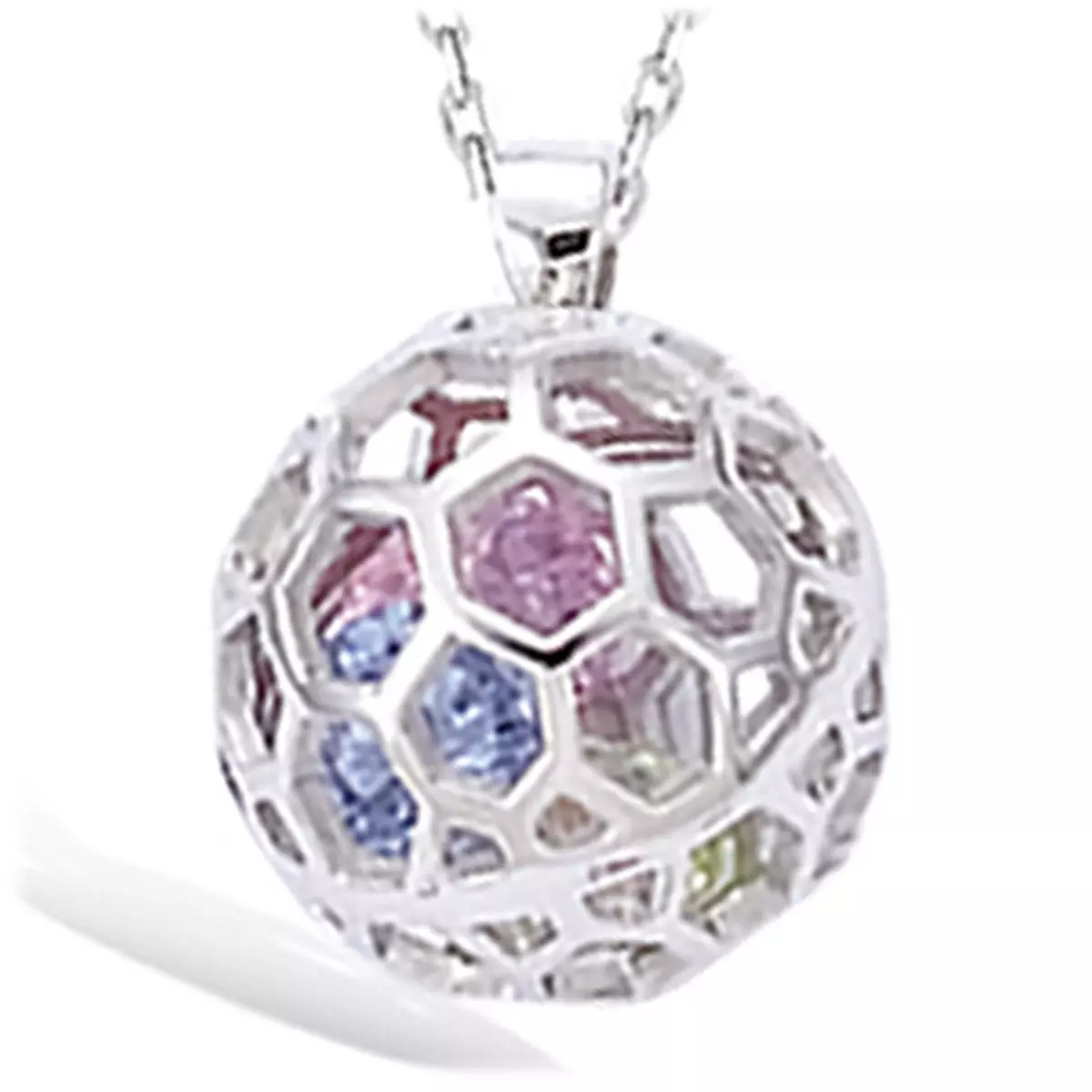 les trésors de lily Pendentif Argent 'Alchimie' Tutti Frutti Pastel argenté (rhodié) 13 mm [C4736]