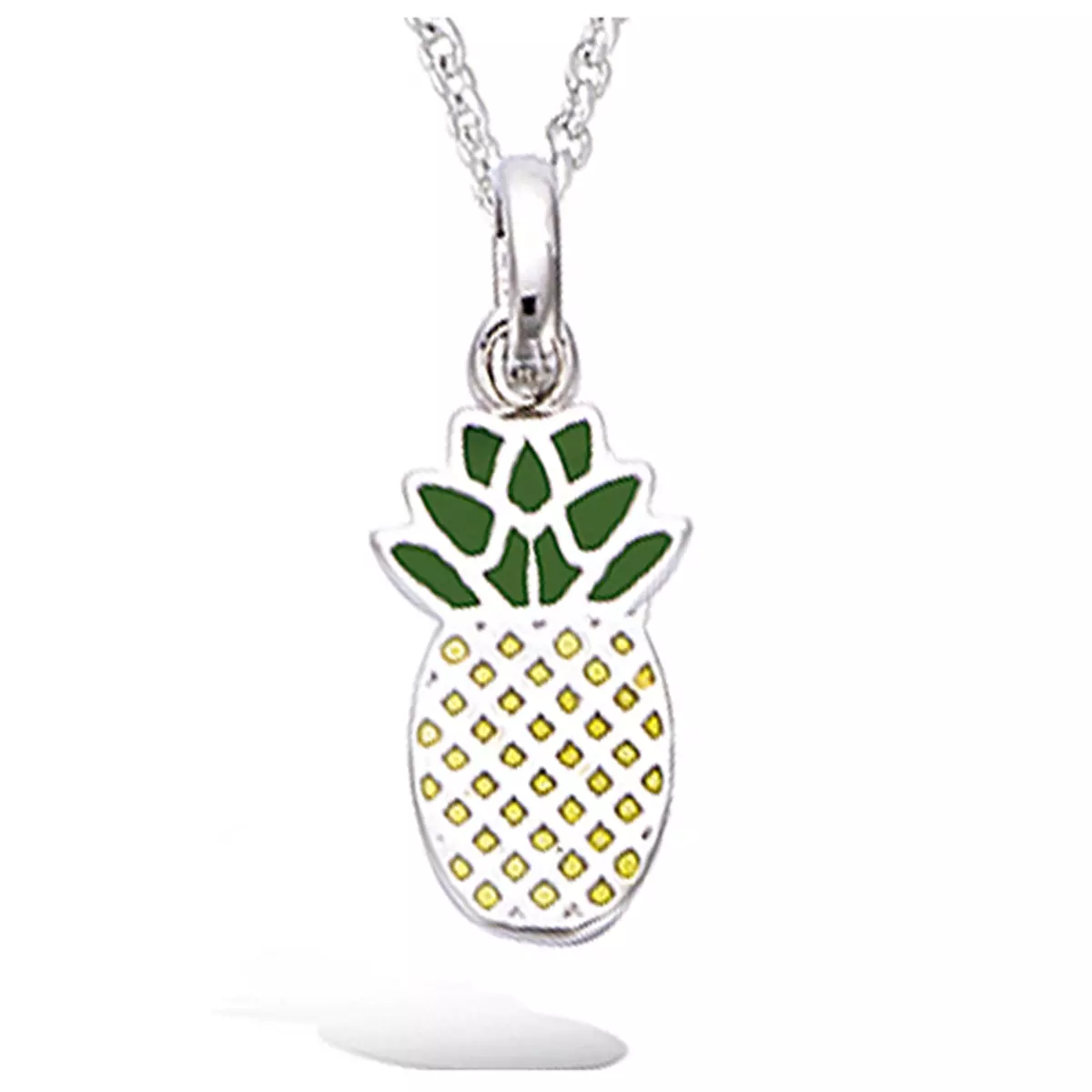 Les Trésors De Lily Pendentif Argent 'Ananas' Jaune Vert Argenté (rhodié) 12x7 Mm [P8030]