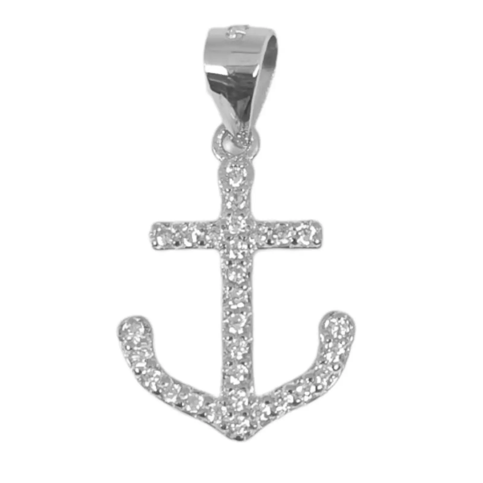 les trésors de lily Pendentif Argent 'Ancre Marine' blanc argenté (rhodié) 14x12 mm [S0680]