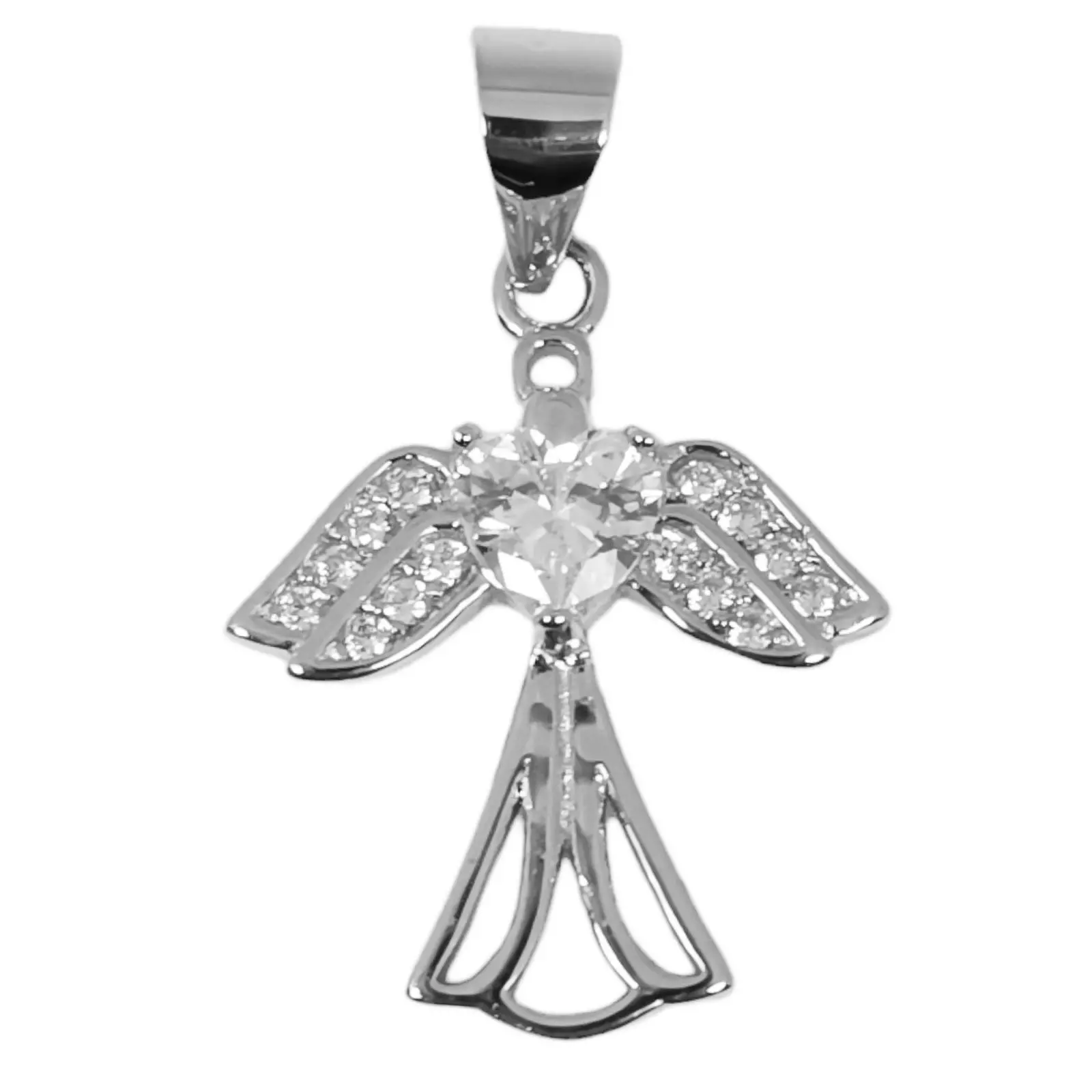 les trésors de lily Pendentif Argent 'Ange Gardien' blanc argenté (rhodié) 18x17 mm [S0755]