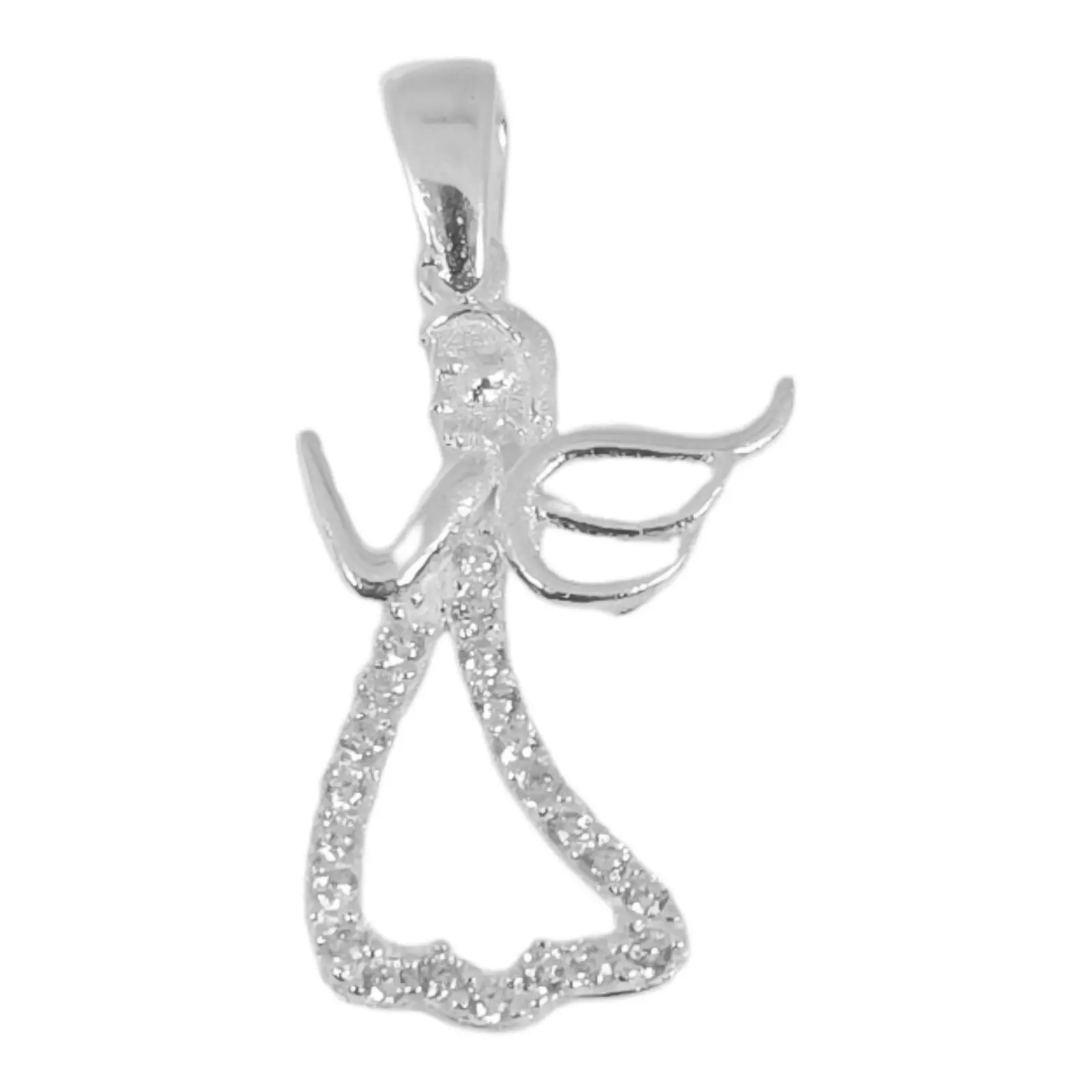 les trésors de lily Pendentif Argent 'Ange Gardien' blanc argenté (rhodié) 18x12 mm [S1009]
