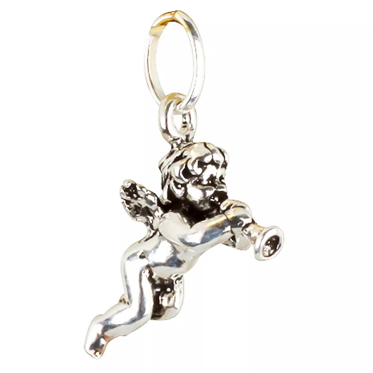 les trésors de lily Pendentif Argent 'Ange Musique' argenté (rhodié) 17x11 mm [M6958]