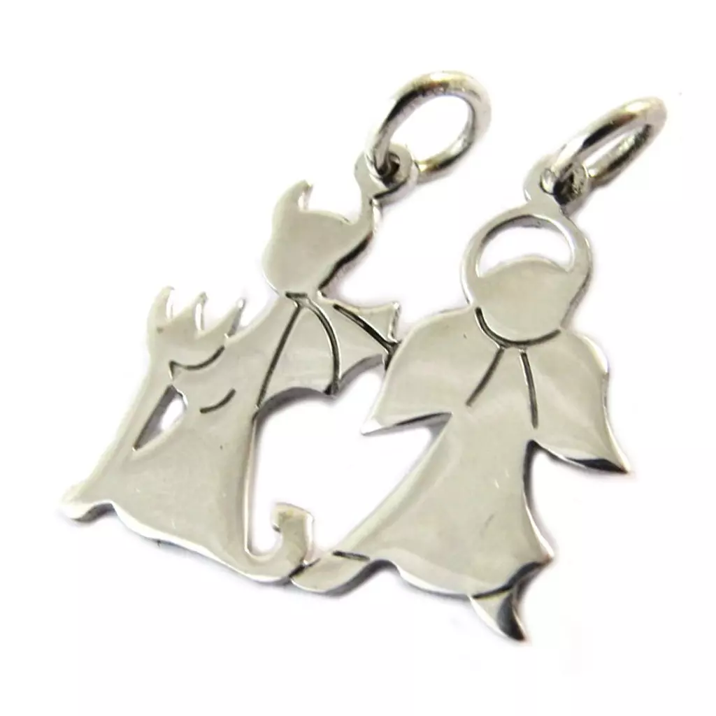 Les Trésors De Lily Pendentif Argent 'Ange Ou Démon' Argenté (rhodié) 20x15 Mm [P1942]