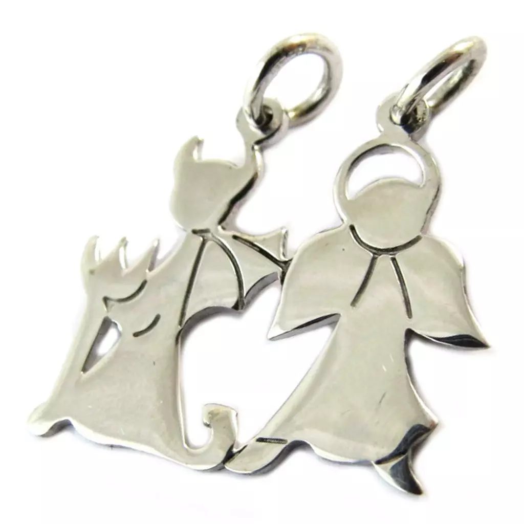 Les Trésors De Lily Pendentif Argent 'Ange Ou Démon' Argenté (rhodié) 20x15 Mm [P1942]