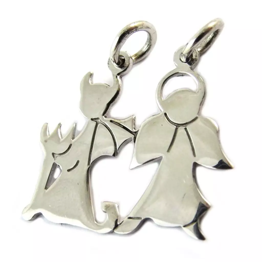 les trésors de lily Pendentif Argent 'Ange ou Démon' argenté (rhodié) 20x15 mm [P1942]