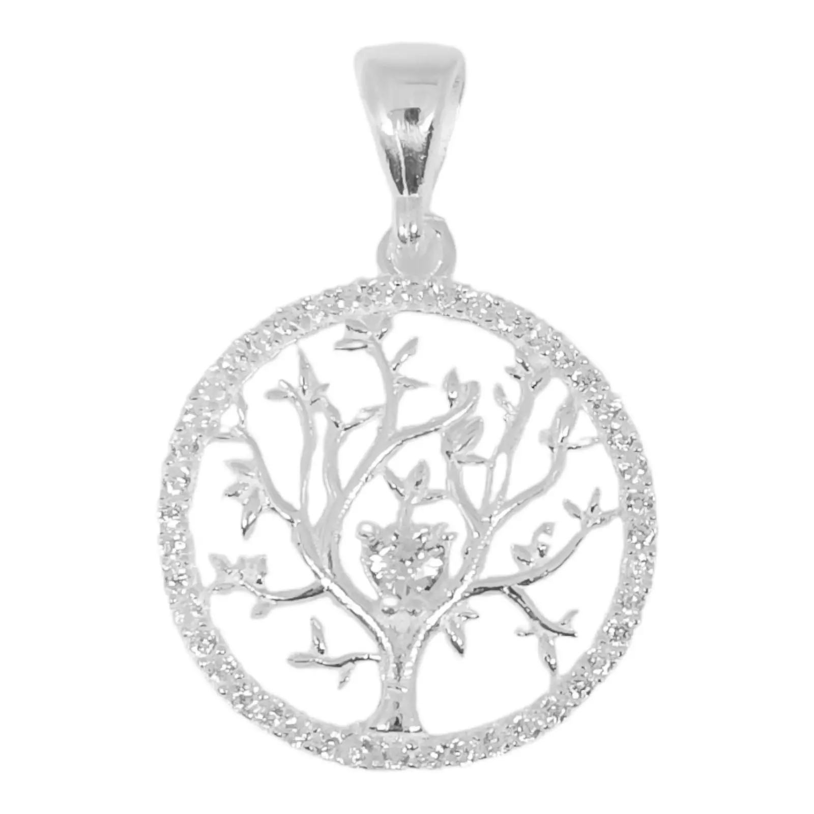 les trésors de lily Pendentif Argent 'Arbre de Vie' blanc argenté 18 mm [S0992]