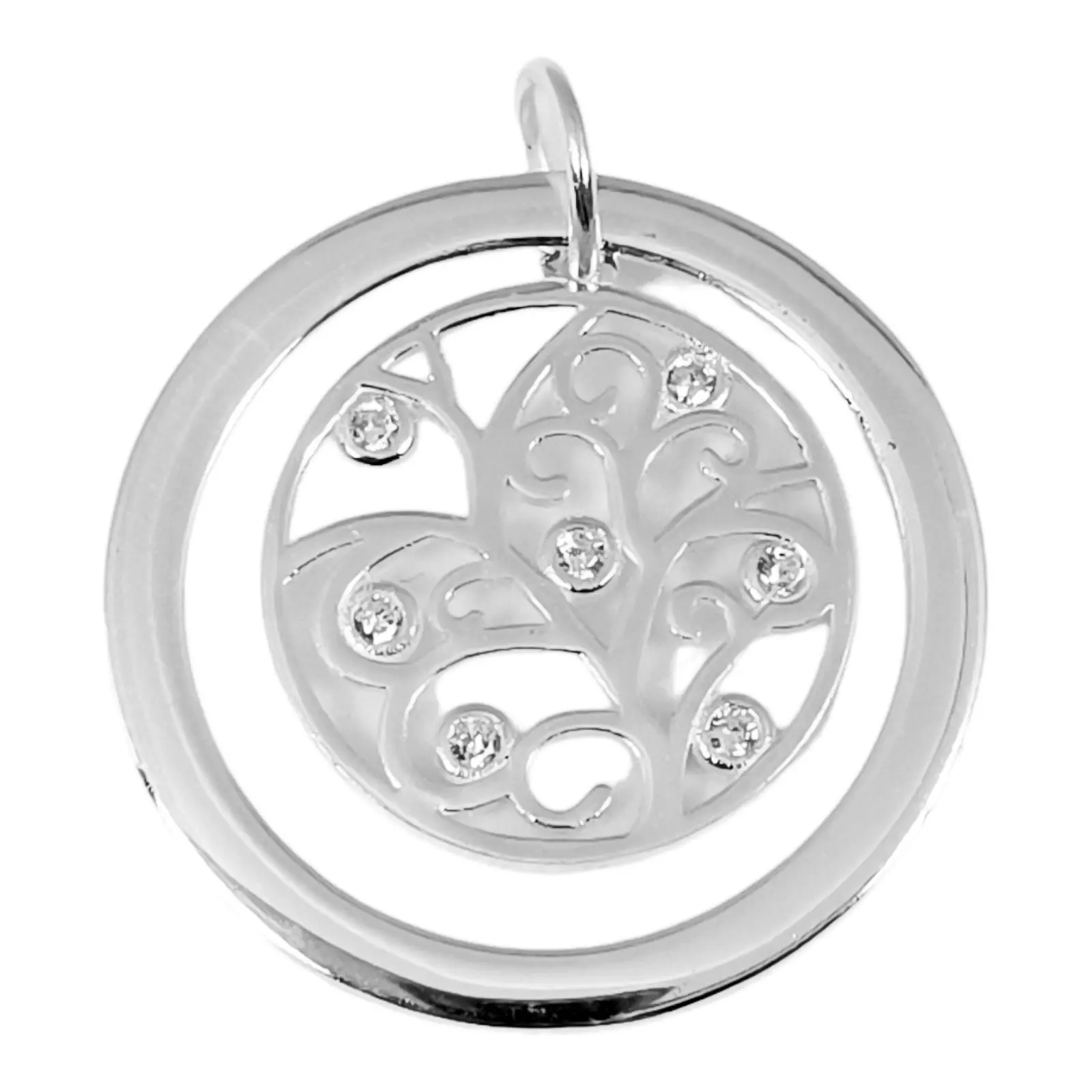 les trésors de lily Pendentif Argent 'Arbre de Vie' blanc argenté 25 mm [S0276]