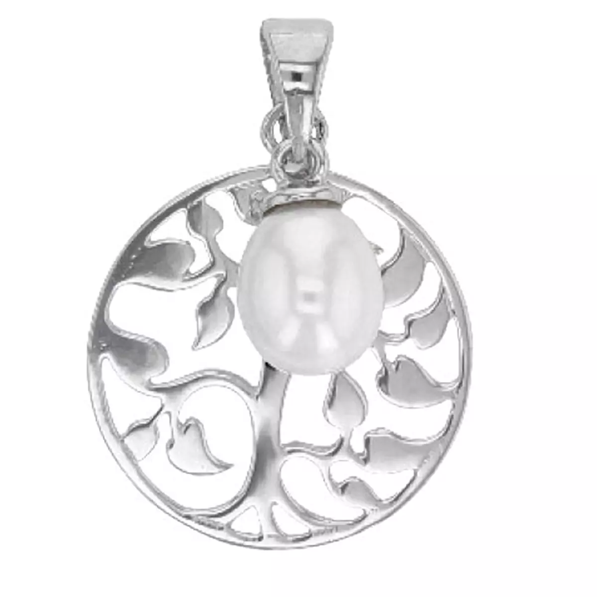 les trésors de lily Pendentif Argent 'Arbre de Vie' ivoire argenté (rhodié) 15 mm [R5035]